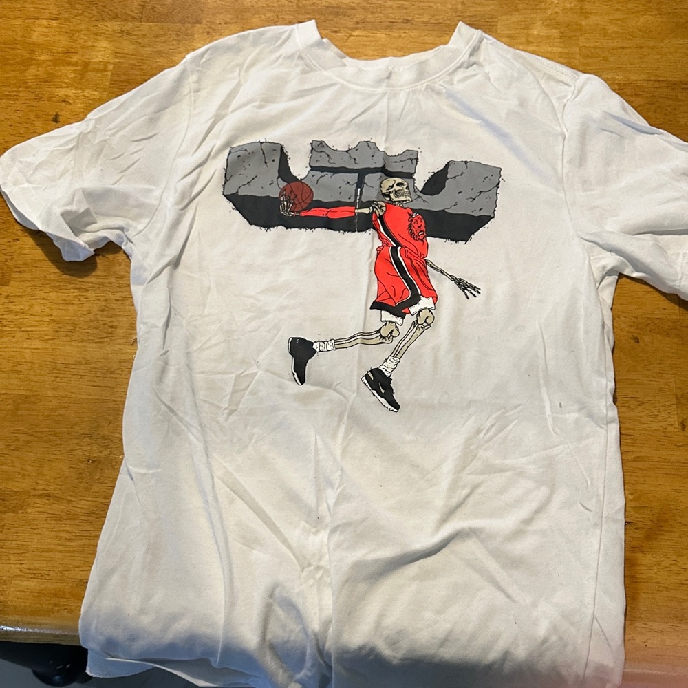 Skeleton Dunk Graphic Tee in White and Red